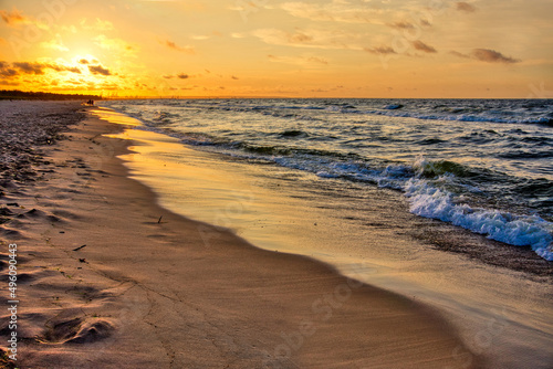 Shore at sunset, sandy beach - Baltic Sea, Poland