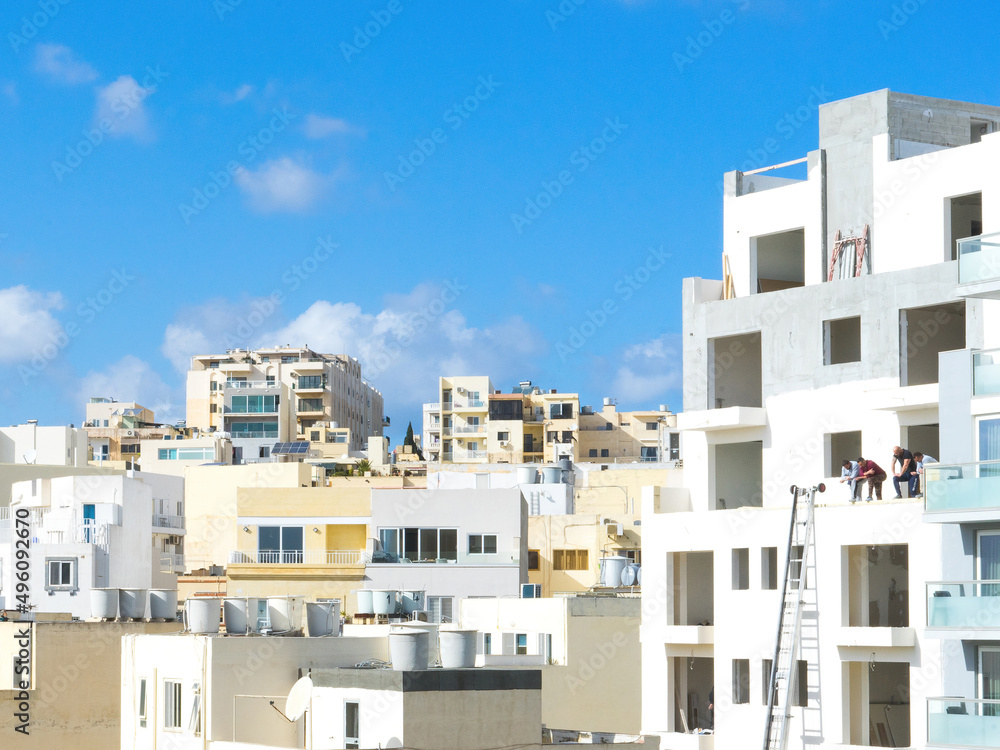 bright houses of a town in Malta