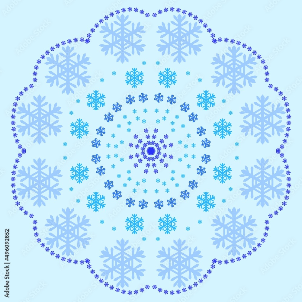 Winter background decorated with snowflakes. New Year's background. Background for a greeting card. Winter background decorated with snowflakes. New Year's background. Background for a greeting card.