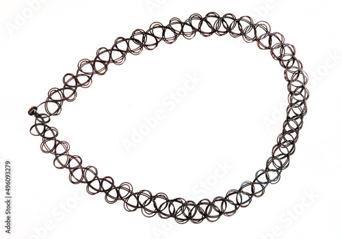 Black tattoo choker necklace, 90’s neck choker, isolated on white background photo