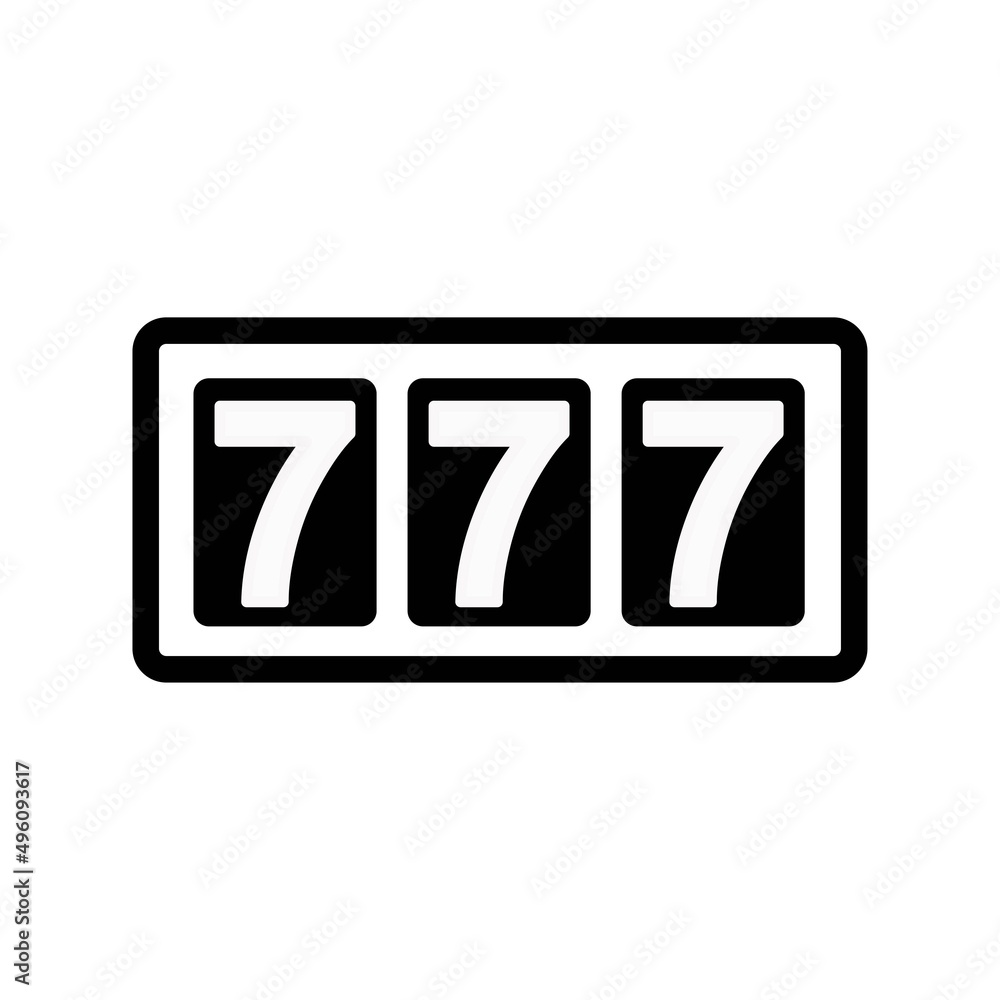 Lucky seven on slot machine icon. Simple illustration of lucky seven on slot machine vector icon for web Lucky seven on slot machine icon. Simple illustration of lucky seven on slot machine vector icon for web