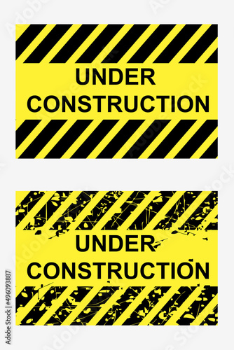 Simple Vector Set 2 Yellow and Rectangle sign Under Construction