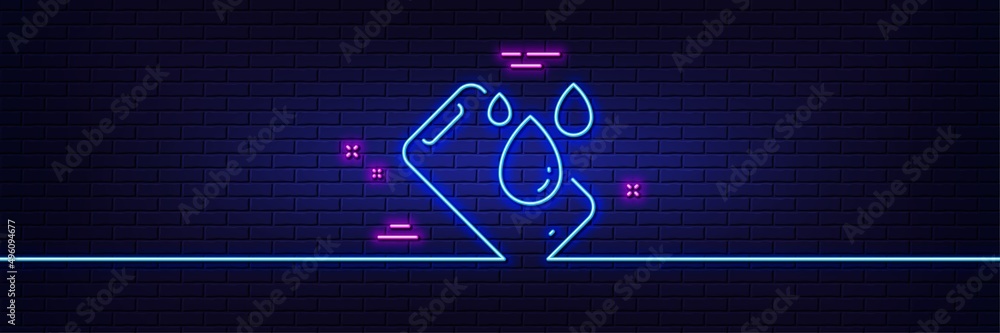 Neon light glow effect. Smartphone waterproof line icon. Phone sign. Mobile device symbol. 3d line neon glow icon. Brick wall banner. Smartphone waterproof outline. Vector Neon light glow effect. Smartphone waterproof line icon. Phone sign. Mobile device symbol. 3d line neon glow icon. Brick wall banner. Smartphone waterproof outline. Vector