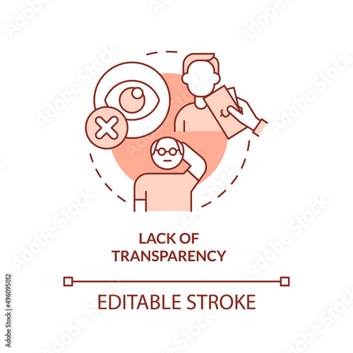 Lack of transparency terracotta concept icon. Biggest problem facing healthcare abstract idea thin line illustration. Isolated outline drawing. Editable stroke. Arial, Myriad Pro-Bold fonts used