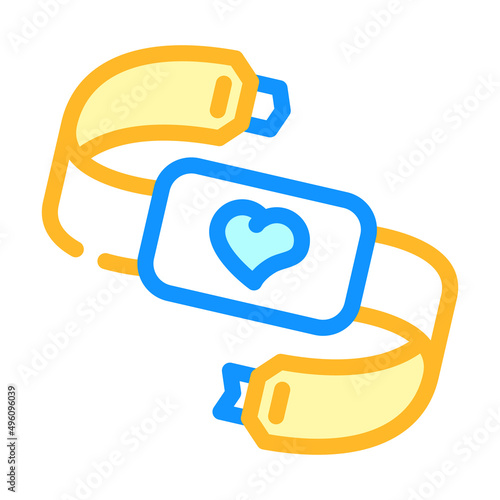 cardio tape with heart color icon vector. cardio tape with heart sign. isolated symbol illustration