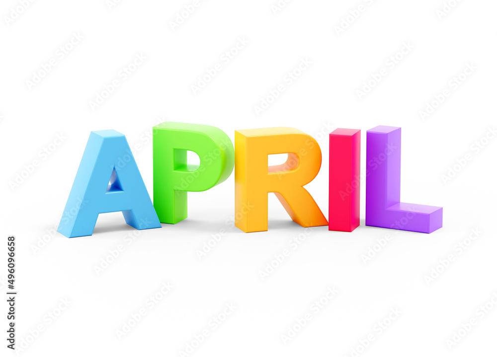 April colored text calendar background on white April colored text calendar background on white