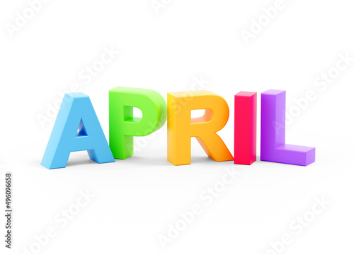 April colored text calendar background on white © concept w