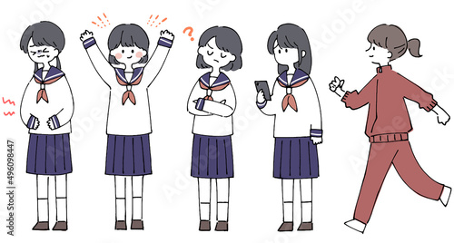 人物イラストセット_女子高生