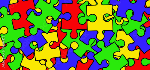 Cartoon autism ribbon. Vector world awareness day. Puzzle line pattern. puzzle pieces icon or pictogram. Autism spectrum disorders (ASD) are a group of developmental disorders that can cause significa