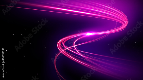 Abstract multicolor wavy line of light on dark background, Vector illustration