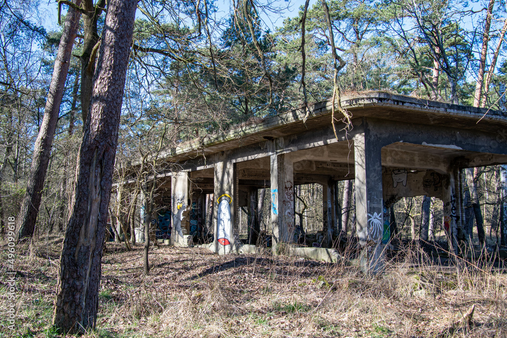Ruine einer Lagerhalle der Pulverfabrik Dünenberg im Naturschutzgebiet Besenhorster Sanddünen in Geesthacht Ruine einer Lagerhalle der Pulverfabrik Dünenberg im Naturschutzgebiet Besenhorster Sanddünen in Geesthacht