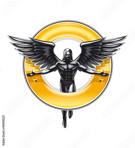 Black angel isolated template emblem
