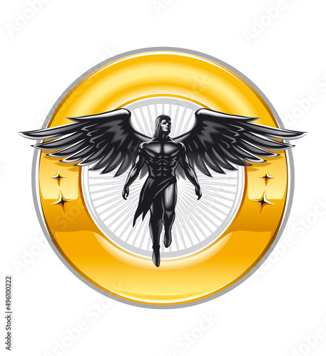 Black angel isolated template emblem