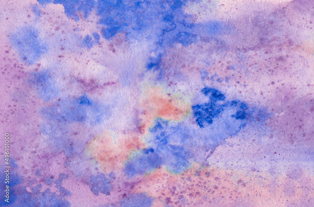 Watercolor background in blue and purple colors.