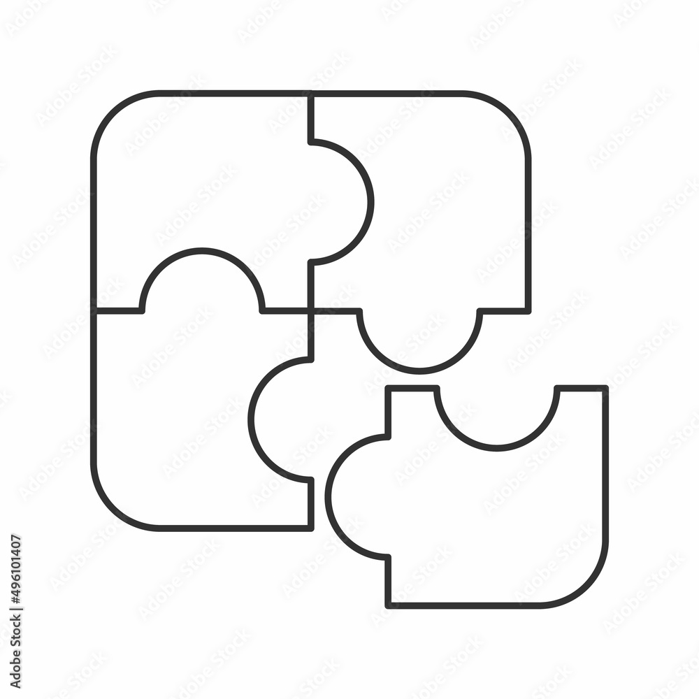 Fototapeta premium Jigsaw puzzle template of four pieces icon logo