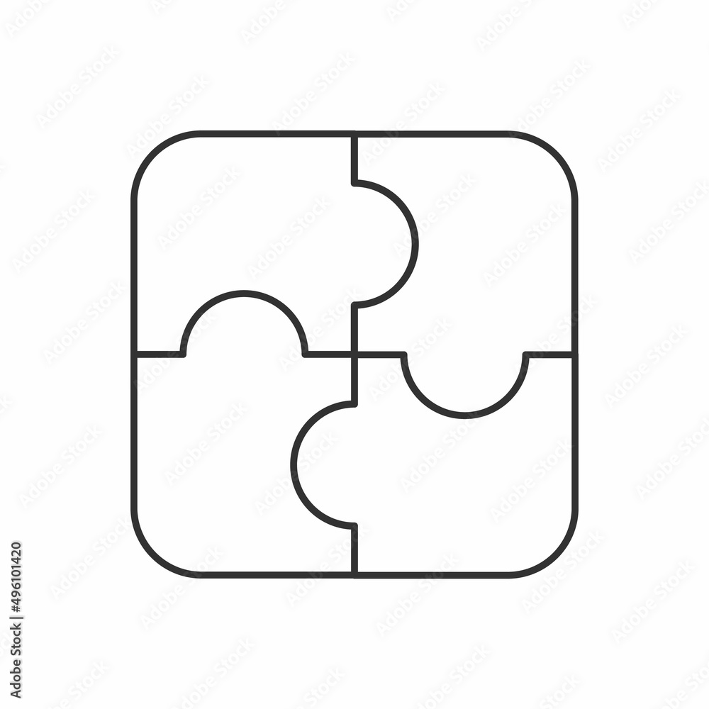 Fototapeta premium Jigsaw puzzle template of four pieces icon logo