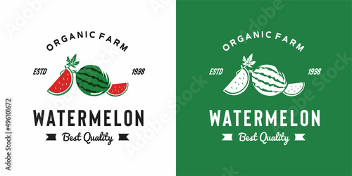 vintage watermelon fruit logo illustration suitable for fruit shop and fruit farm