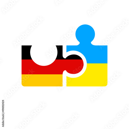 puzzle pieces of Ukraine and Germany states flags. vector illustration isolated on white background