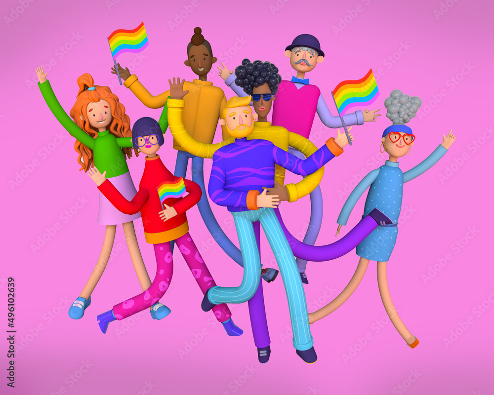 LGBT community, Social diversity. Big group of diverse cartoon people ...