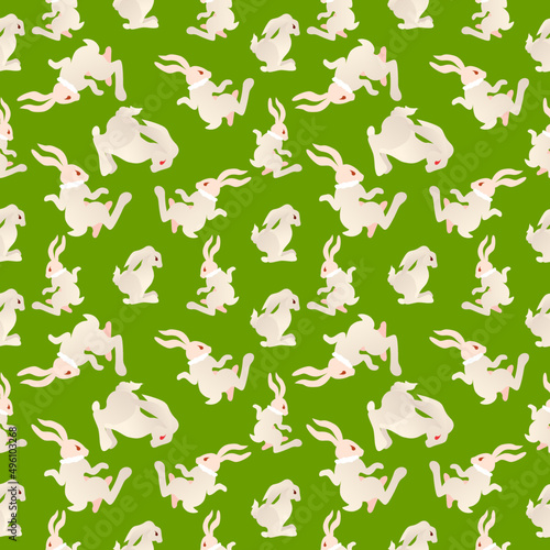 Vector boho color background for Easter card with the bunnies. Happy Easter banner   greeting card  poster. 