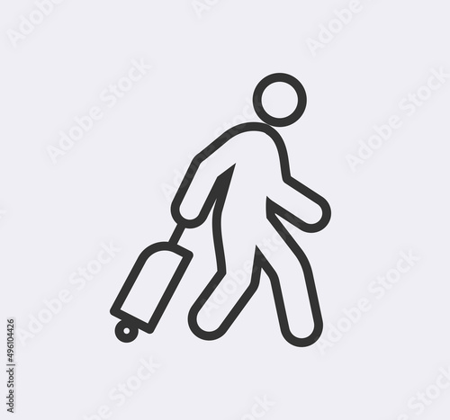 Immigration, refugees line icon set