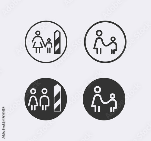 Immigration, refugees line icon set