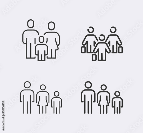 Immigration, refugees line icon set