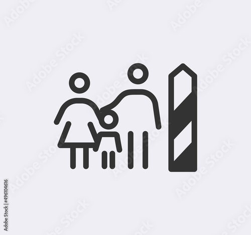 Immigration, refugees line icon set