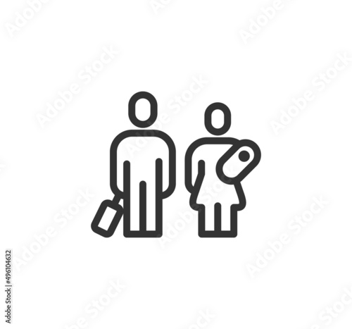 Immigration, refugees line icon set