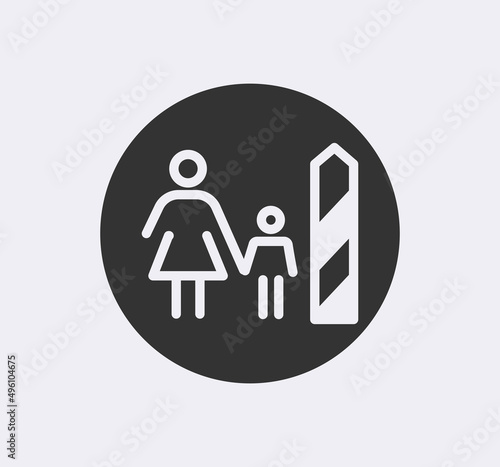 Immigration, refugees line icon set