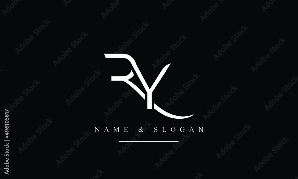 RY, YR, R, Y abstract letters logo monogram - obrazy, fototapety, plakaty 