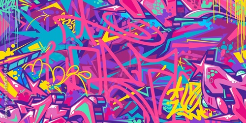 Abstract Colorful Urban Street Art Graffiti Style Vector Illustration Background Template photo