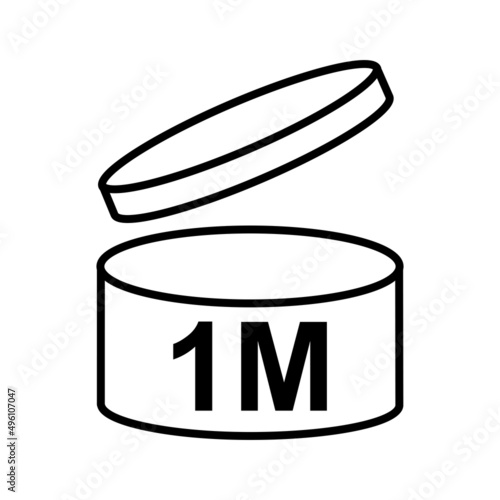 1m period after opening pao icon sign flat style design vector illustration isolated white background. 1 month day expiration period after opening.