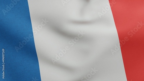 National flag of France waving 3D Render, drapeau francais tricolour or French Tricolour, ancient French colour or cockade of France, flag French Republic