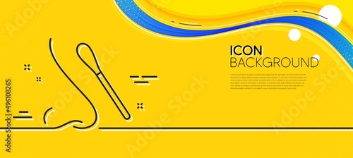 Nasal swab test line icon. Abstract yellow background. Nose with cotton swab sign. Coronavirus testing symbol. Minimal nasal test line icon. Wave banner concept. Vector