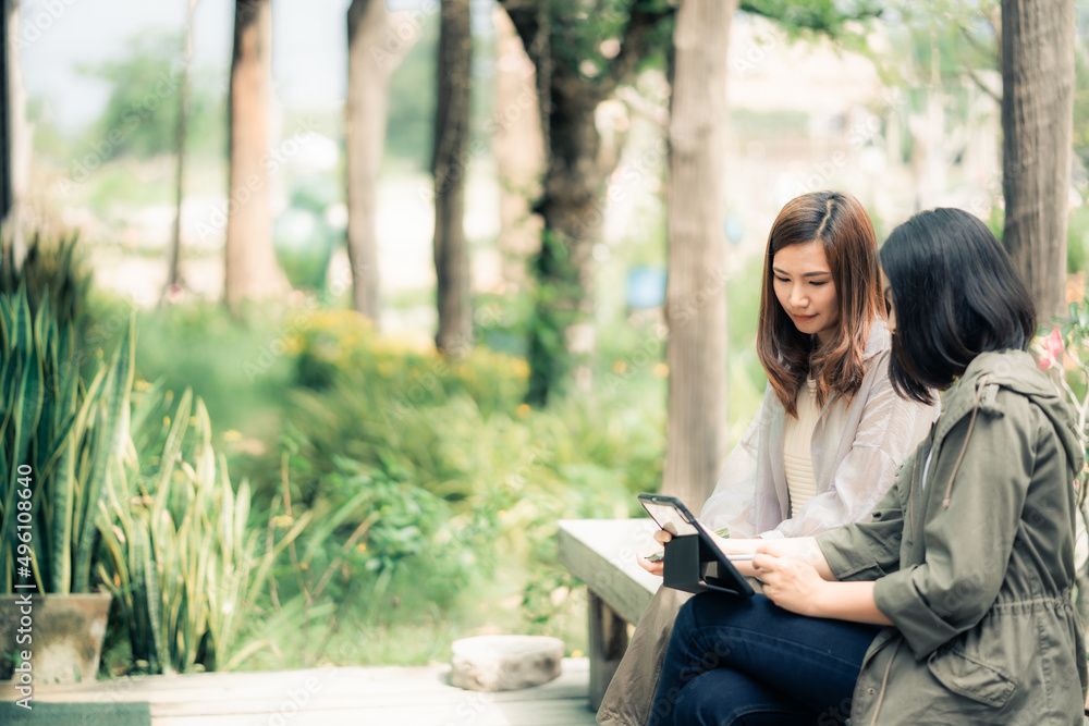 Fototapeta premium Female freelancers discuss new content created for the perfect project.