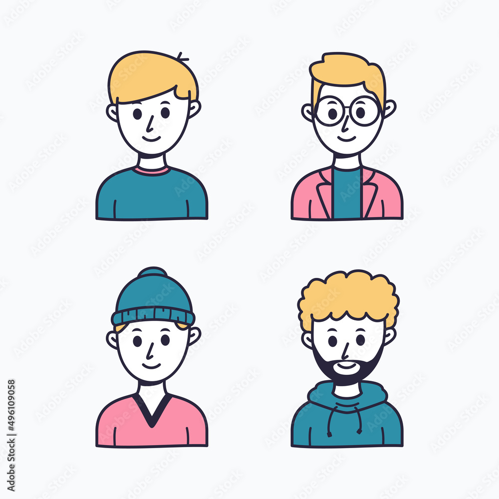 Hand Drawn People Avatar Set Men Collection Hand Drawn People Avatar Set Men Collection