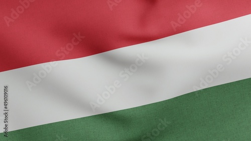 National flag of Hungary waving 3D Render, Magyarorszag zaszlaja is official flag of Hungary, Hungary flag textile photo