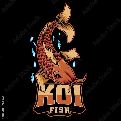 koi fish mascot logo vector illustration