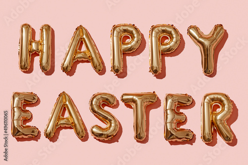 text happy easter with letter-shaped balloons