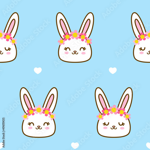 Seamless pattern with cute rabbit head for happy Easter design 2