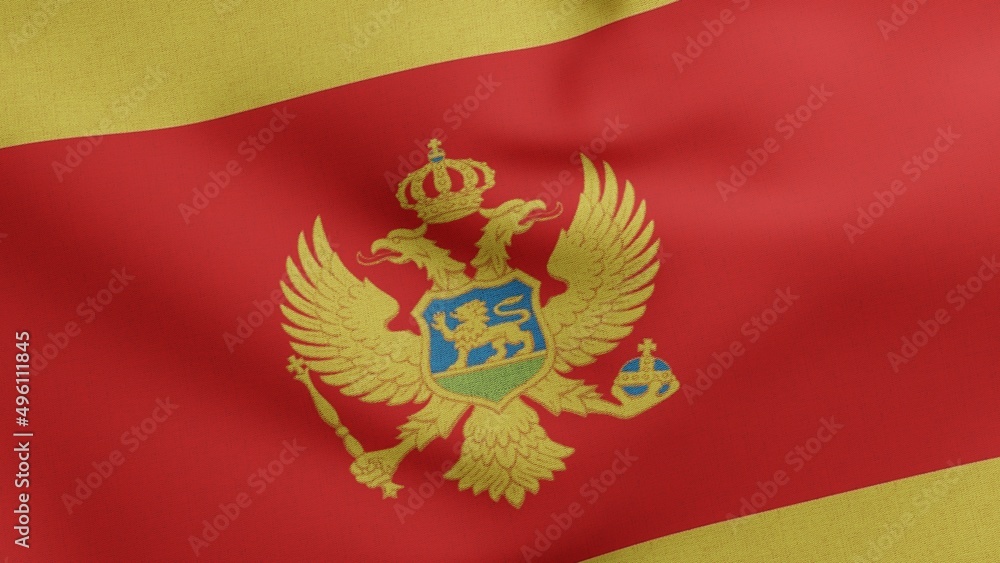 National flag of Montenegro waving 3D Render, Republic of Montenegro flag textile or Zastava Crne Gore, coat of arms Montenegro independence day, Montenegrin National flag of Montenegro waving 3D Render, Republic of Montenegro flag textile or Zastava Crne Gore, coat of arms Montenegro independence day, Montenegrin