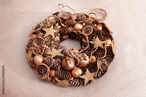homemade christmas wreath, decoration for christmas