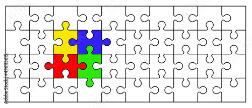 Cartoon autism ribbon. Vector world awareness day. Jigsaw line pattern. puzzle pieces icon or pictogram. Autism spectrum disorder (ASD) is a neurological and developmental disorder with social skills.