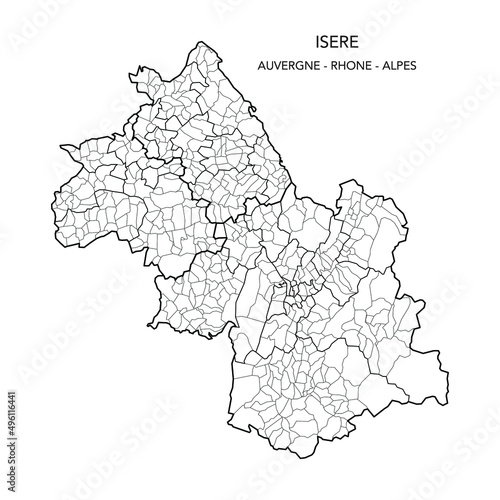 Map of the Geopolitical Subdivisions of The Département De L Isère Including Arrondissements, Cantons and Municipalities as of 2022 - Auvergne Rhône Alpes - France