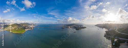 Photography Epic evening view of the Tsing Ma Bridge, Suspension bridge in west side of Hong Kong