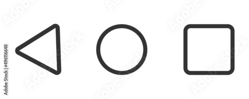 Squid game icon. Triangle, circle and square symbol. Sign smartphone button vector.