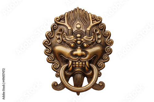 Dragon door Handle isolated on white background with clipping path.