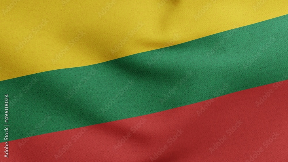 National flag of Lithuania waving 3D Render, Lietuvos veliava Lithuanian flag, Republic of Lithuania flag textile National flag of Lithuania waving 3D Render, Lietuvos veliava Lithuanian flag, Republic of Lithuania flag textile