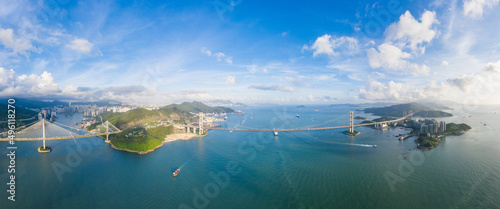 Photography Epic evening view of the Tsing Ma Bridge, Suspension bridge in west side of Hong Kong